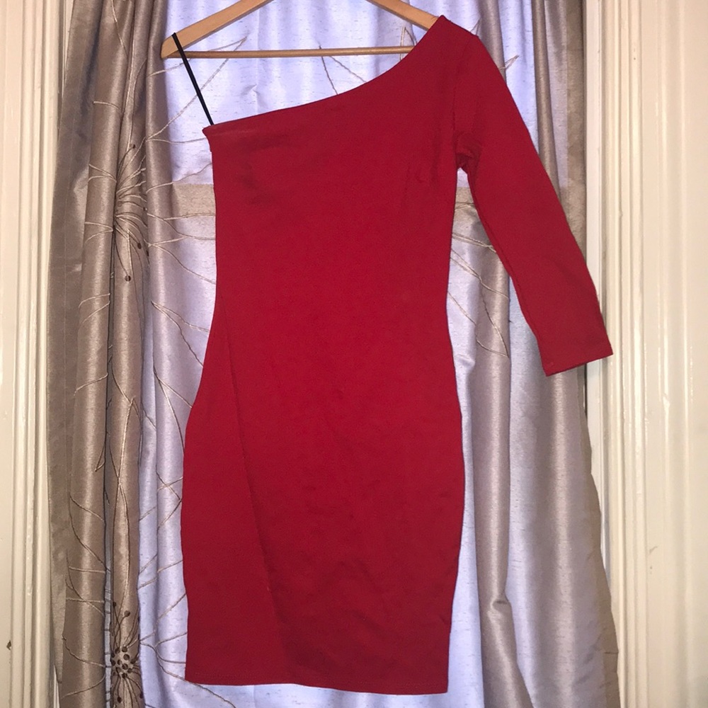 Lulus Red One Sleeve Dress